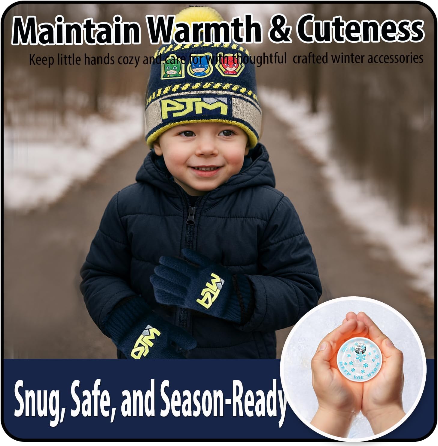 PJ Masks Winter Hat and 2 Pair of Gloves or Mittens Set (Age 2-7) Size Age 4-7, Neon Gloves with Handwarmers - Image 6