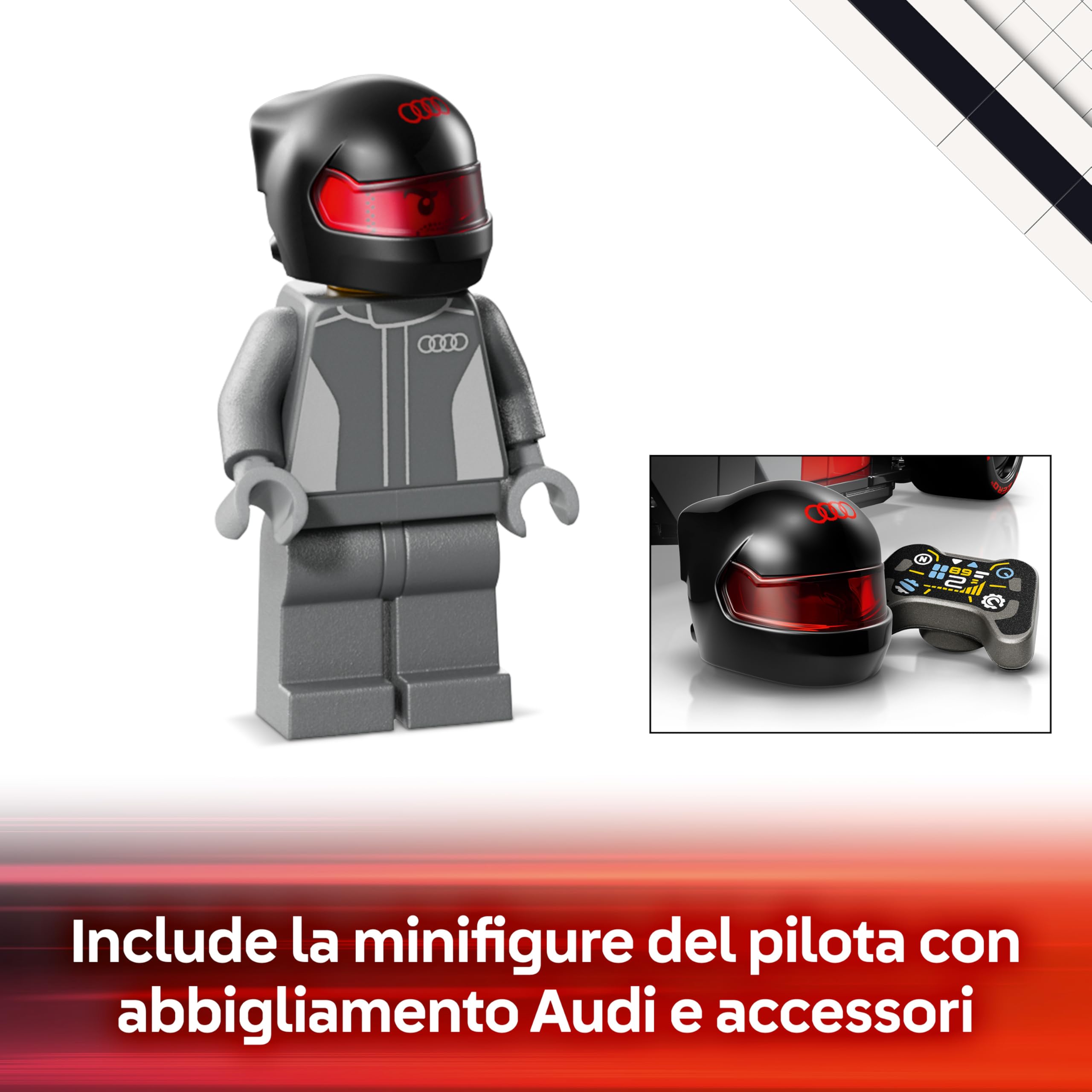 LEGO Speed Champions Auto da Corsa Audi Revolut F1 Team R26 Giocattolo - Kit Modellismo con Minifigure del Pilota da Collezione - Regalo per Bambini da 10 Anni in su e per i Fan dei Motorsport - 77259