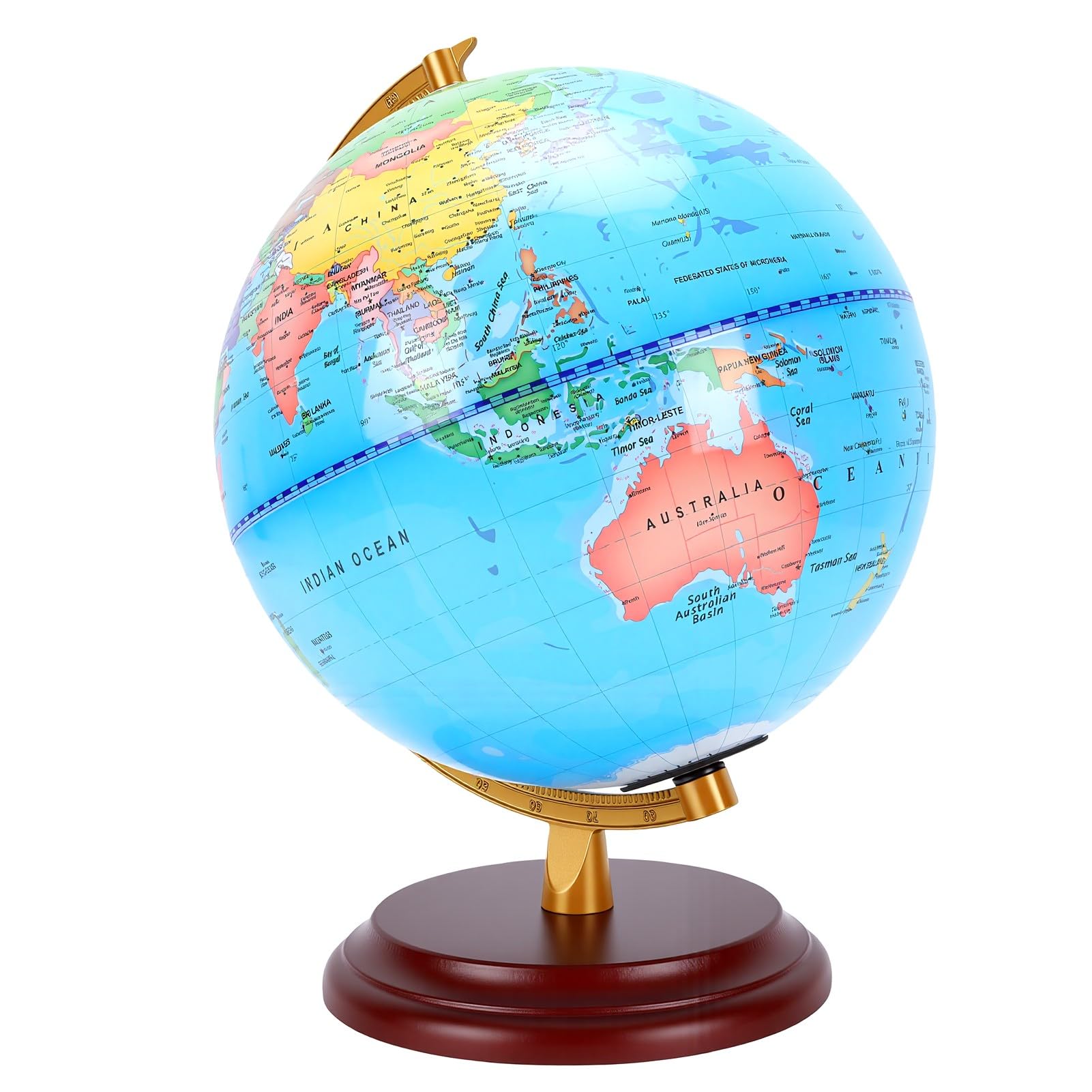 Annadue Mappamondo Educativo per Bambini Mappamondo da Tavolo Girevole da 9,8 Pollici con Supporto, Strumento di Apprendimento Interattivo per Decorazioni di Geografia Politica per Studio in Ufficio