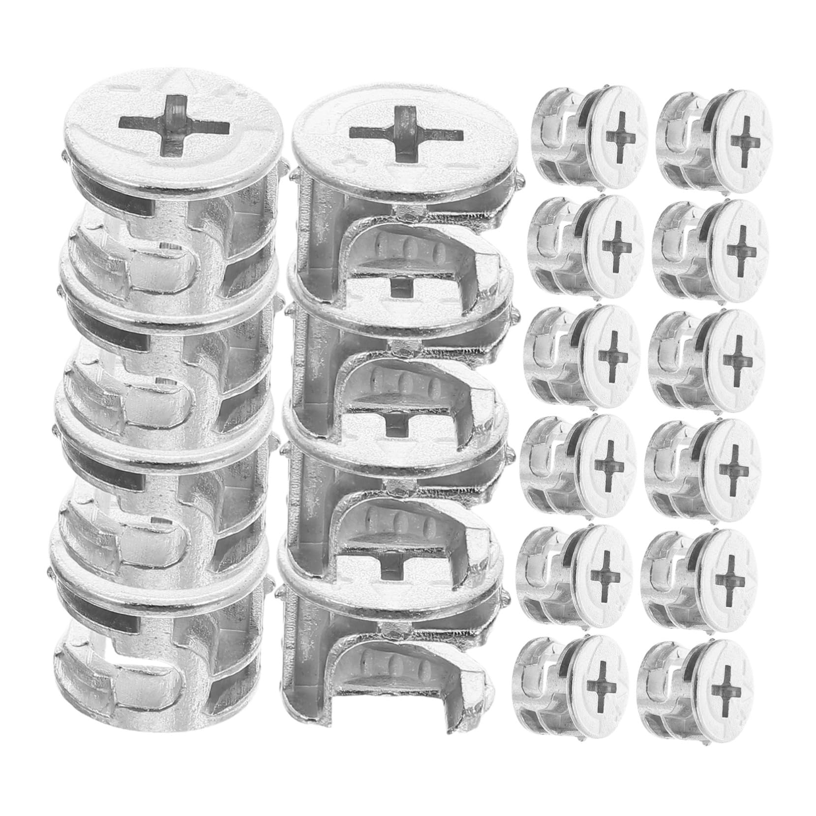 PRETYZOOM 100 Teiliges Möbelverbinder aus Metall Nickelbeschichtete Cam Locks und Schrauben Robuste Exzenter Verbindungselemente für Schrank Kleiderschrank und Tisch Unsichtbare