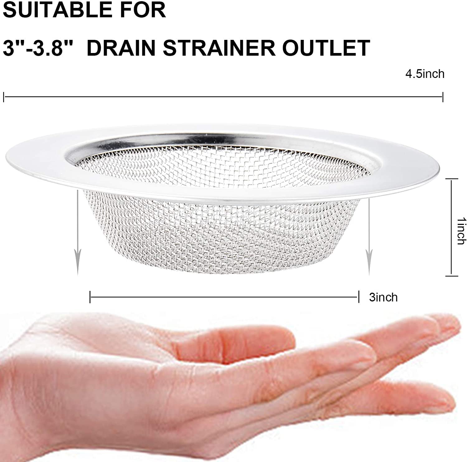 SSUCA Stainless Steel Kitchen Sink Strainer Drain Anti Clog Jali,Wash Basin Sink Drain Jali,Heavy Duty Sink Strainers with Large Wide Rim (11cm) Bathroom SS Filter Jali Sinks for Waste Coupling