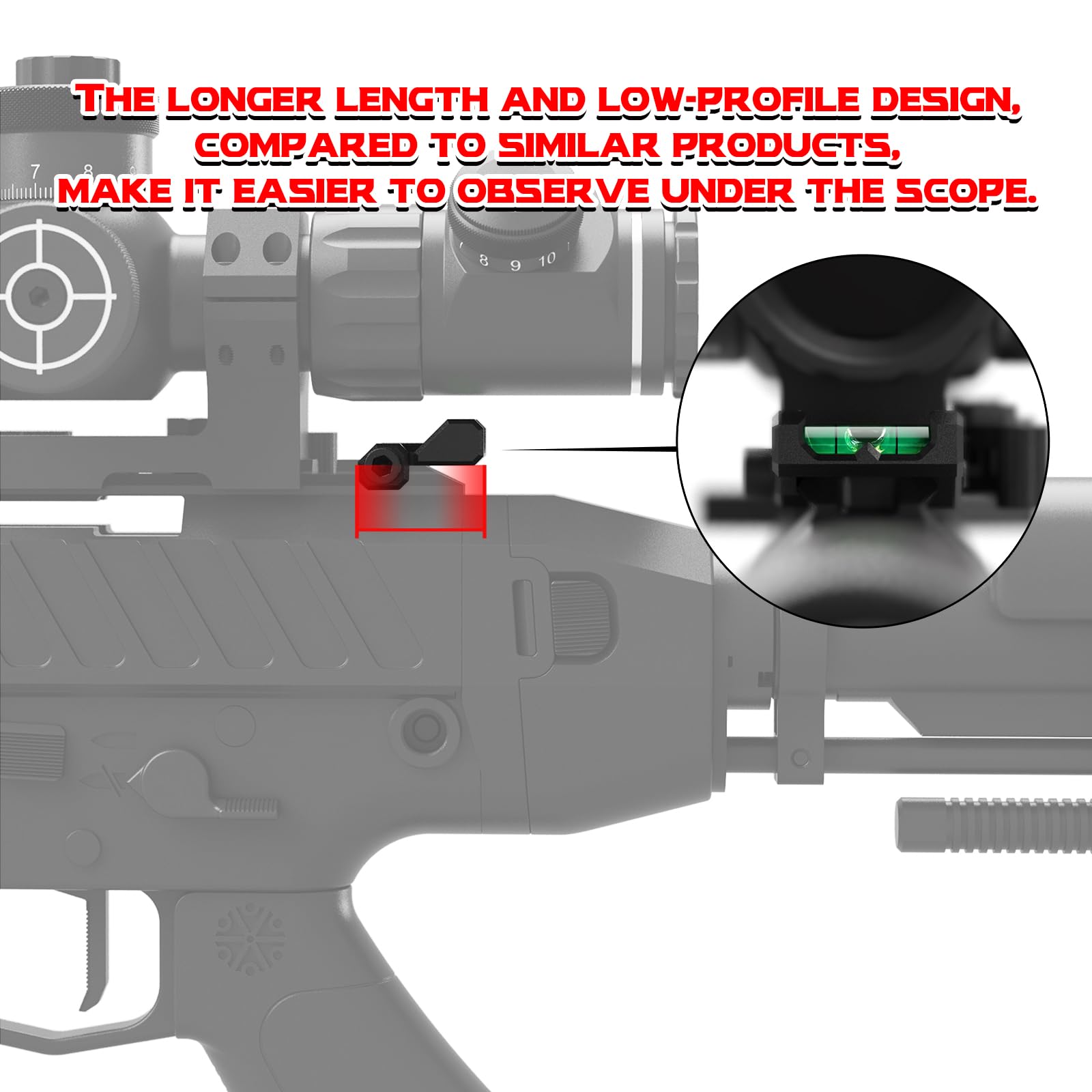 Low Profile Precision Picatinny Anti-Cant Level Bubble - Extended Version