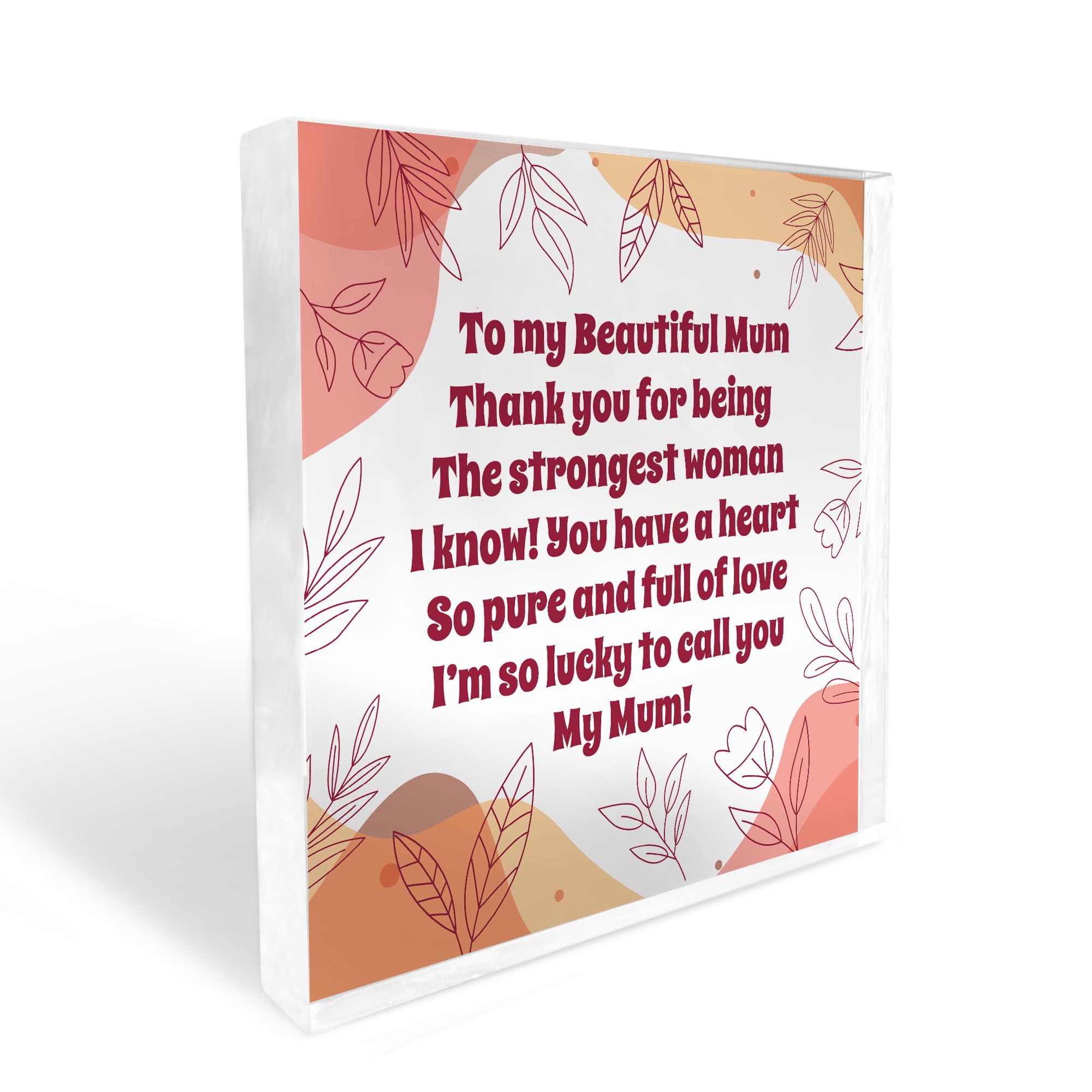 Red Ocean Mum Gift For Birthday Christmas Acrylic Block Special Mum Gifts From Daughter Son Gifts Keepsake