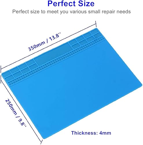 Miniatura 6 de Alfombrilla de silicona resistente al calor de alta calidad de 932 F, tapete de reparación magnética azul para teléfono celular, reparación de