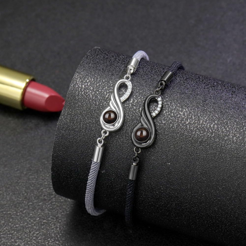 Pulsera con foto Pulsera a juego personalizada para parejas, foto personalizada Pulseras de pareja infinitas Pulseras de atracción para él y para ella