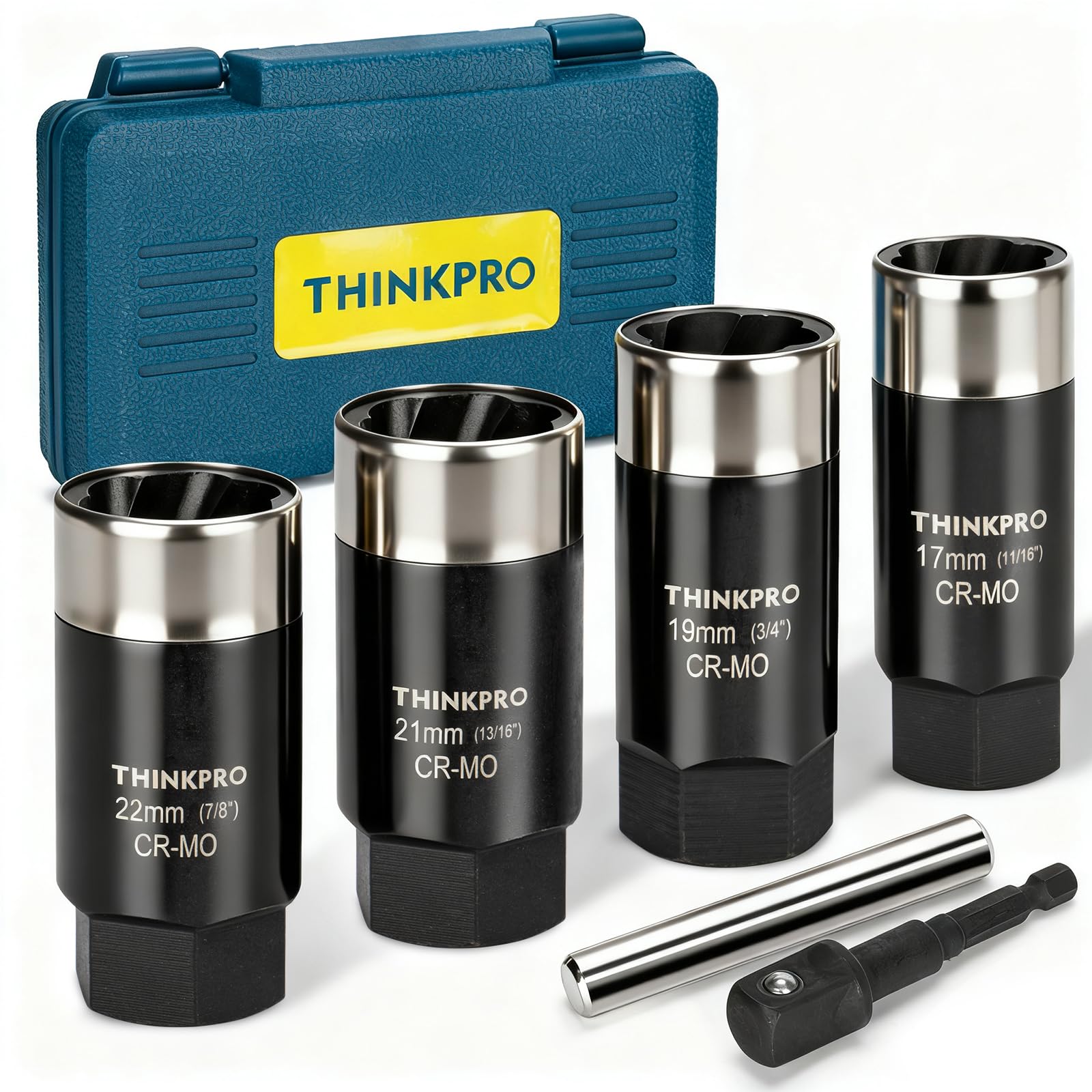 Photo 1 of Thinkpro Locking Lug Nut Removal Tool-6 Pieces Deep Lug Nut Extractor Set,Stripped Lug Nut Remover 1/2" Drive,17/19/ 21/ 22MM Wheel Lock Removal Kit for Broken Bolts and Nuts