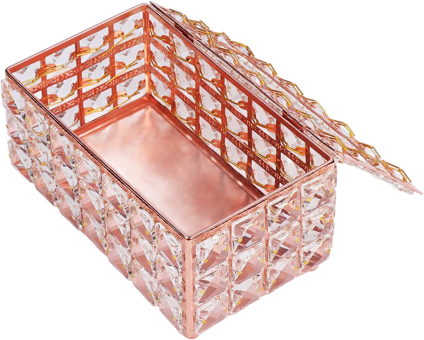 Tissue Box Cover, Rectangle Tissue Box Holder Crystal Tissue Box Holder Decorative Tissue Box Holder Bling Tissue Box Cover (Rose Gold)