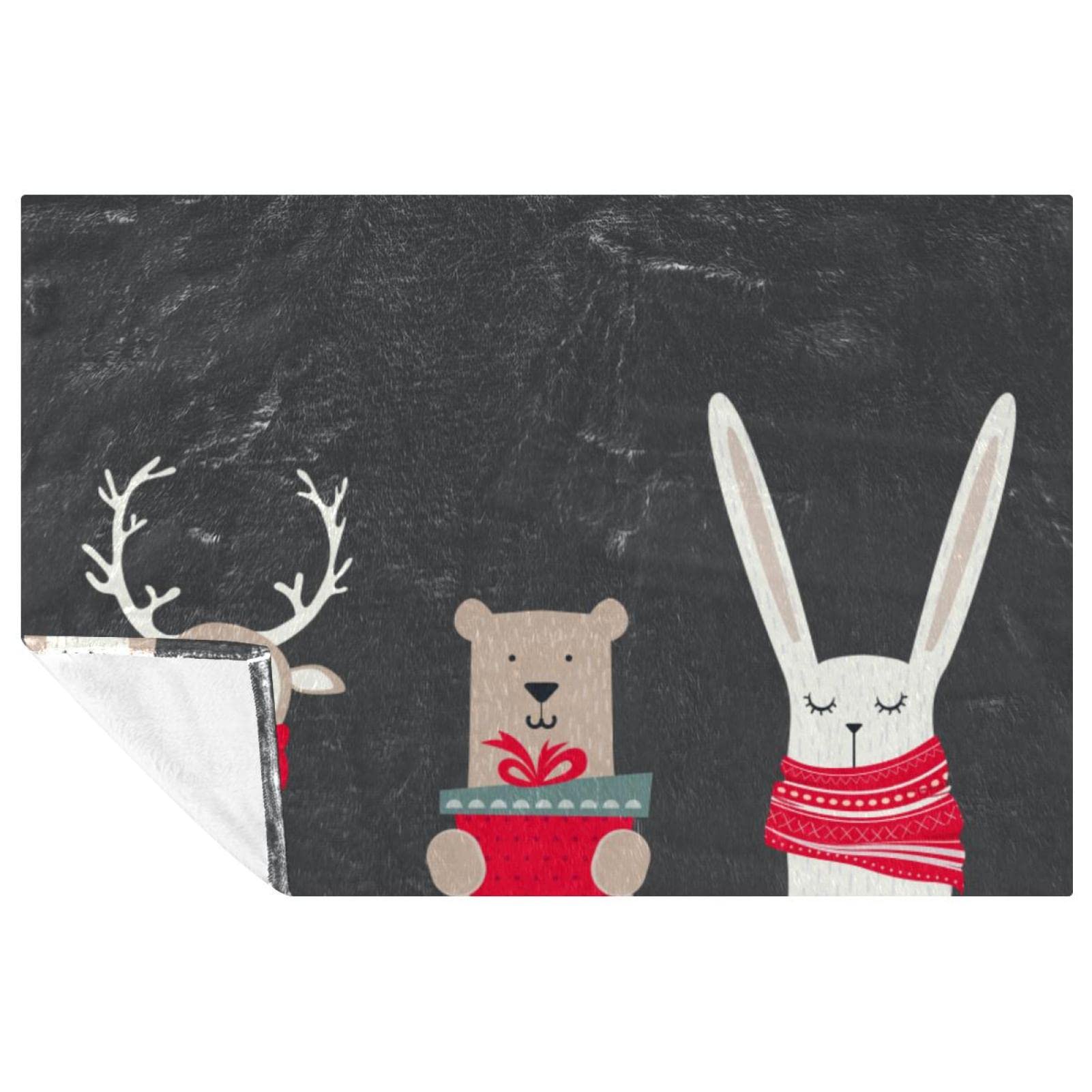 Couverture douce et chaude de Noël renne plaid de lit 150x100 cm