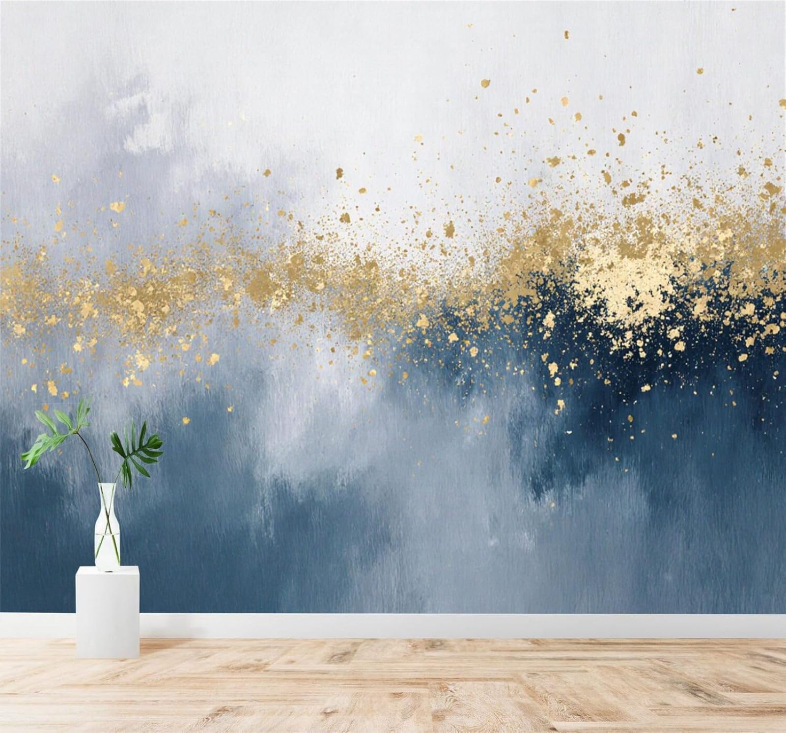 Xlming 400Cm×280Cm(B×H) Abstract Luxury Blue And Gold Textures Art 3D Wallpaper Silky Texture Home Study Office Grey Dining Room Sofa Bedroom Living Room Tv Backdrop-400Cm×280Cm