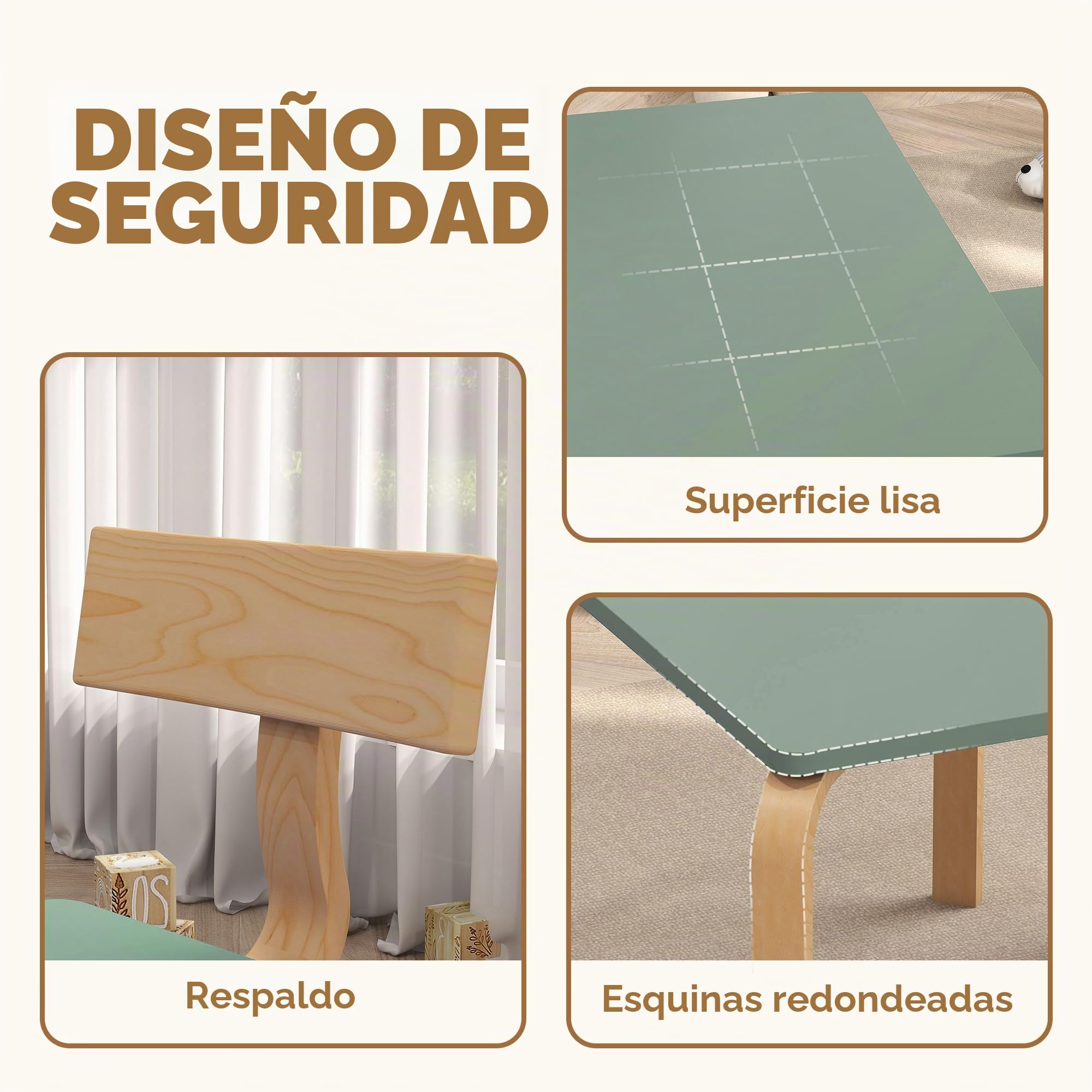 AIYAPLAY Mesa Infantil con Silla, Set de Mesa y 2 sillas de Madera para Dibujar, Jugar, estudiar, Regalo para niñas niños 3-8 años, para Cuarto de Juegos, Dormitorio, guardería, Verde