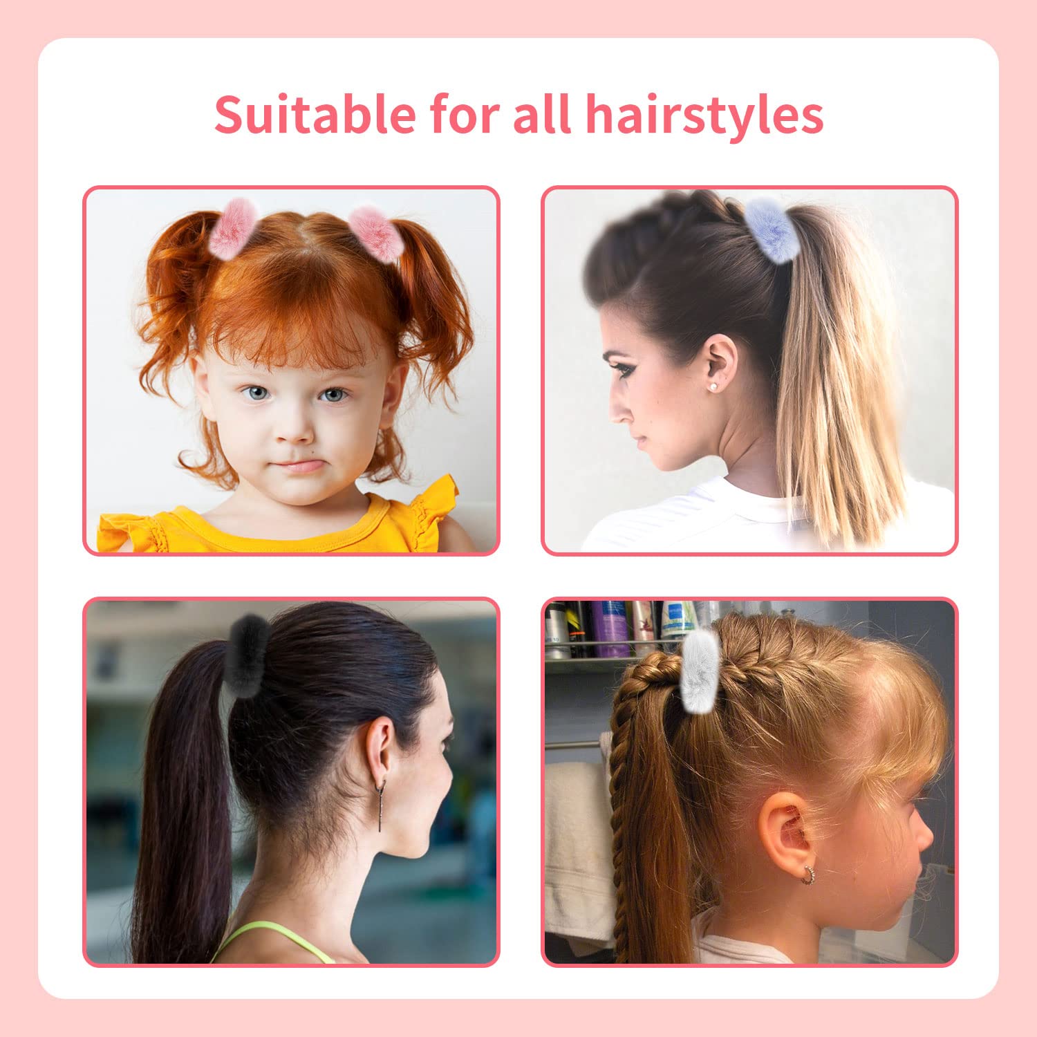 Set of 3 Fuzzy Ponytail Holders Amazon.com : Lawie 24 Pack Candy Colors Cute Fuzzy Pompom  main image 4