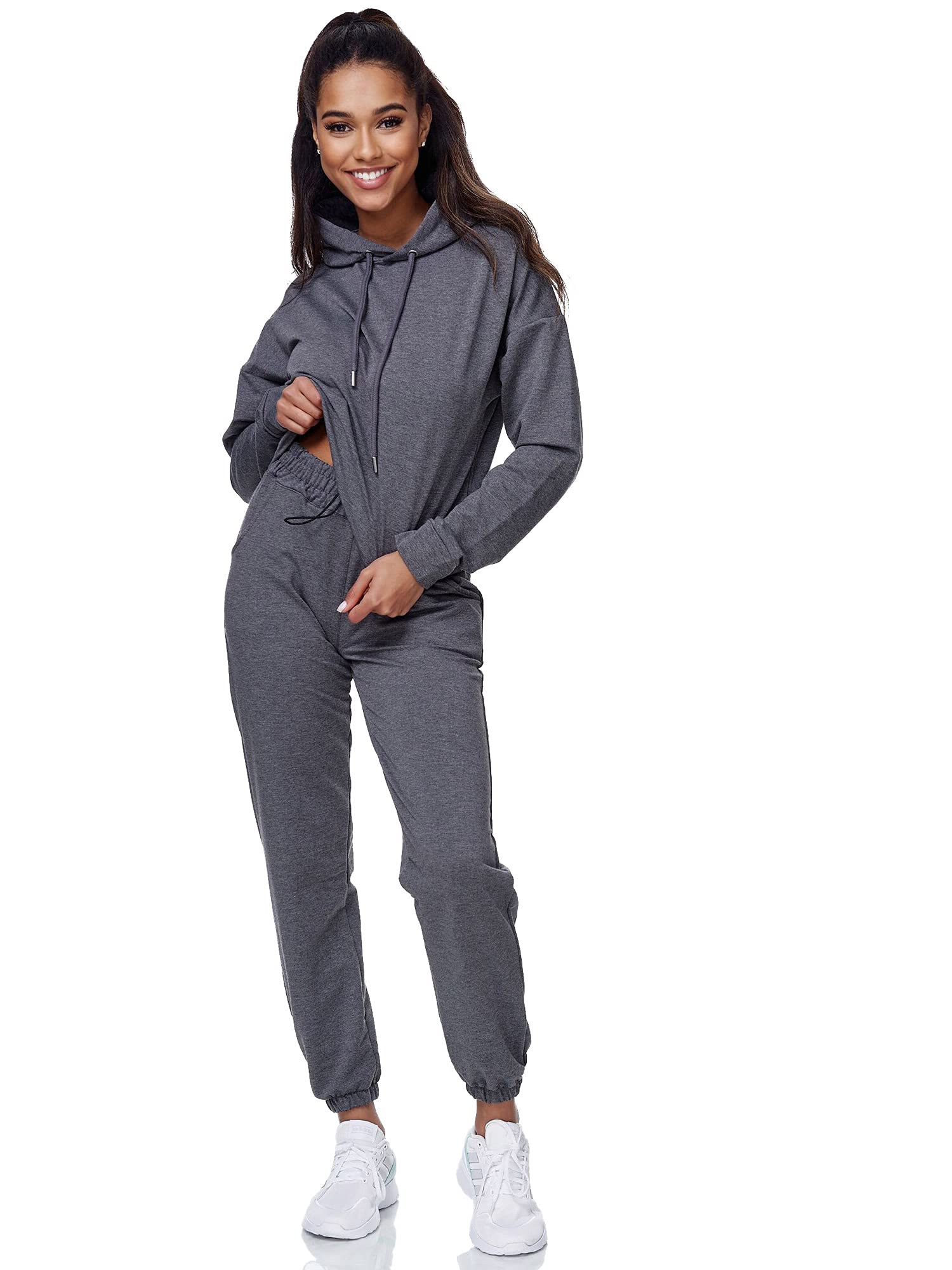Tazzio Damski dres do joggingu, dres treningowy, sport, czas wolny, bluza z kapturem i spodnie do biegania F200