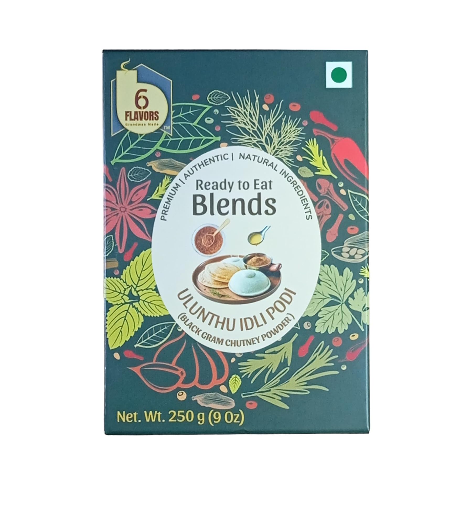 6Flavors Ulunthu Idli Podi | 250g | Chutney Powder | Blackgram Flavor: Essential Energy Boost Blend | Authentic Taste | Healthy & Tasty Instant Ready to Eat Blends | Natural Ingredients | No Onions or Garlic Added | No Preservatives | Perfect for Idl (B0D735BF9Q) Amazon Price History, Amazon Price Tracker