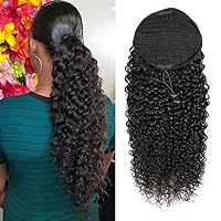 Vista 37 de Extensiones de Cola de Caballo de Cabello Humano Liso con Clip, 100% Cabello Brasileño Sin Procesar con Correa Mágica que se Envuelve Alrededor