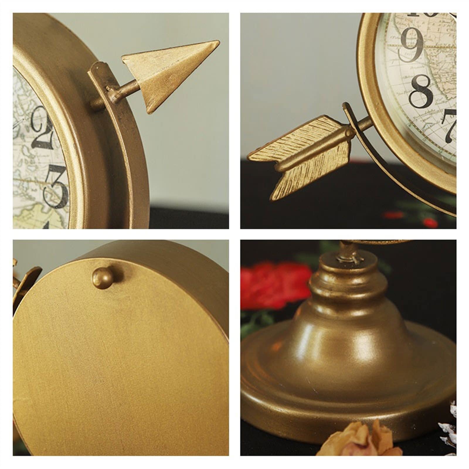 Décorative Antique Bureau Fer Horloge Chambre étude Table Horloge Ornements créatif muet décoratif Horloge pour Bureau Chambre Table