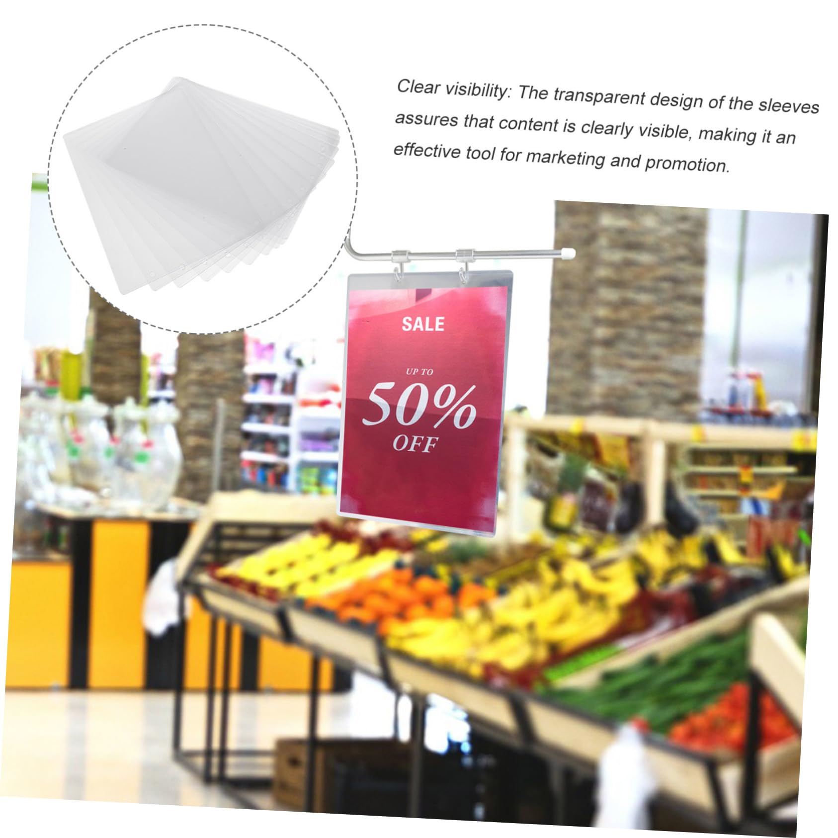 Alipis Dokumentenhüllen 290x213mm 10 Stück aus Abs Transparent A4 mit Aufhängeloch für Preisanzeige im Supermarkt und Festliche Dekoration