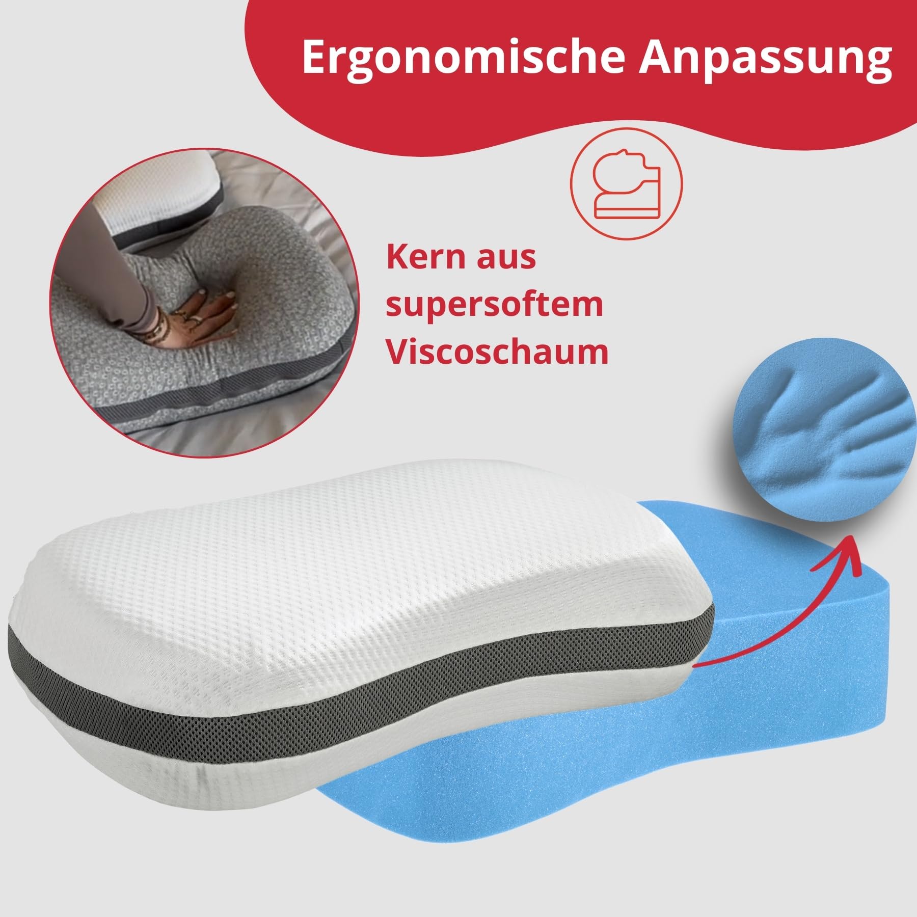liebling Cojín de viaje, cojín de camping con bolsillo, pequeño cojín cervical, almohada de espuma viscoelástica, almohada ergonómica blanca, almohada con bolsa de viaje para viajes, camping, coche