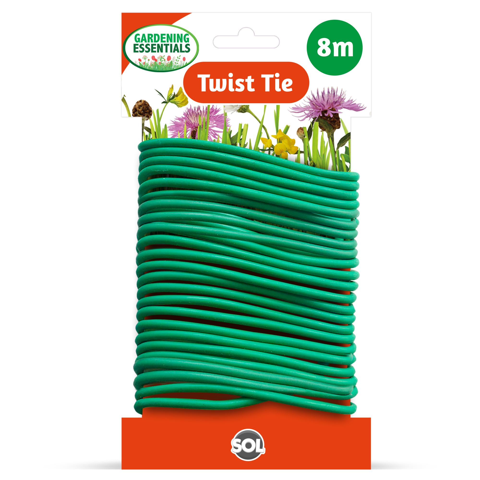 SOL 8m Twist Tie for Plants, 3.5mm Soft Garden Wire Plant Ties, Flexible & Reusable Support for Climbing Vines, Shrubs, Trees, Perfect in Securing, Organising & Creating Space for Healthy Plant Growth
