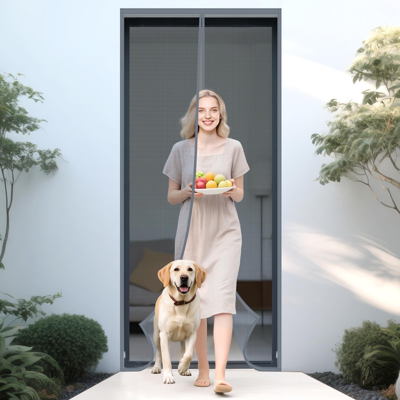 Photo 1 of ABXMAS Magnetic Screen Door 32" x 81" Grey, Mesh Door Screen with Magnets Easy Install, Self-Sealing Mesh, Hands-Free Entry, Door Screen Magnetic Closure