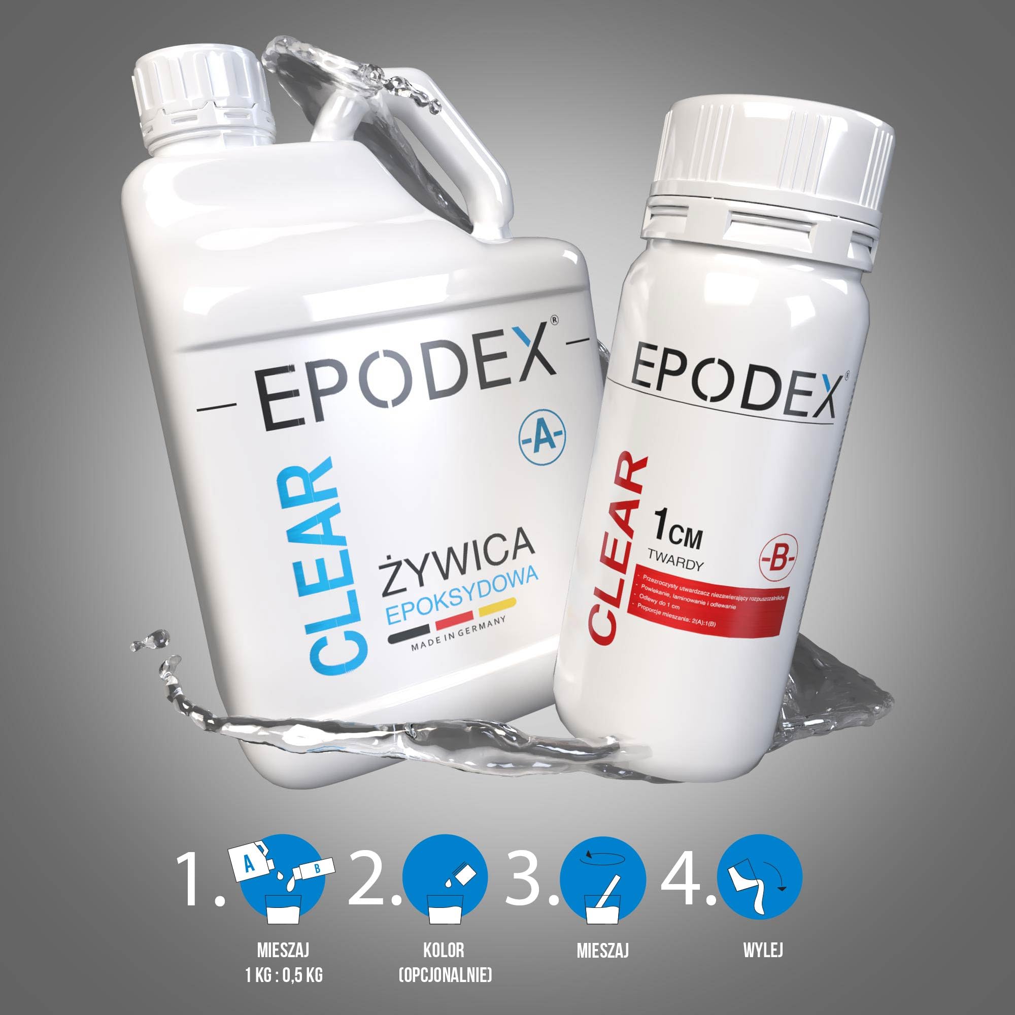 EPODEX Żywica epoksydowa ECO, do 1 cm - TURQUOISE BLUE - RAL 5018, 6kg | Przezroczysta żywica epoksydowa, zestaw do odlewania, powłoki, uszczelnienia, naprawy, formy, sztuka, rękodzieło i więcej