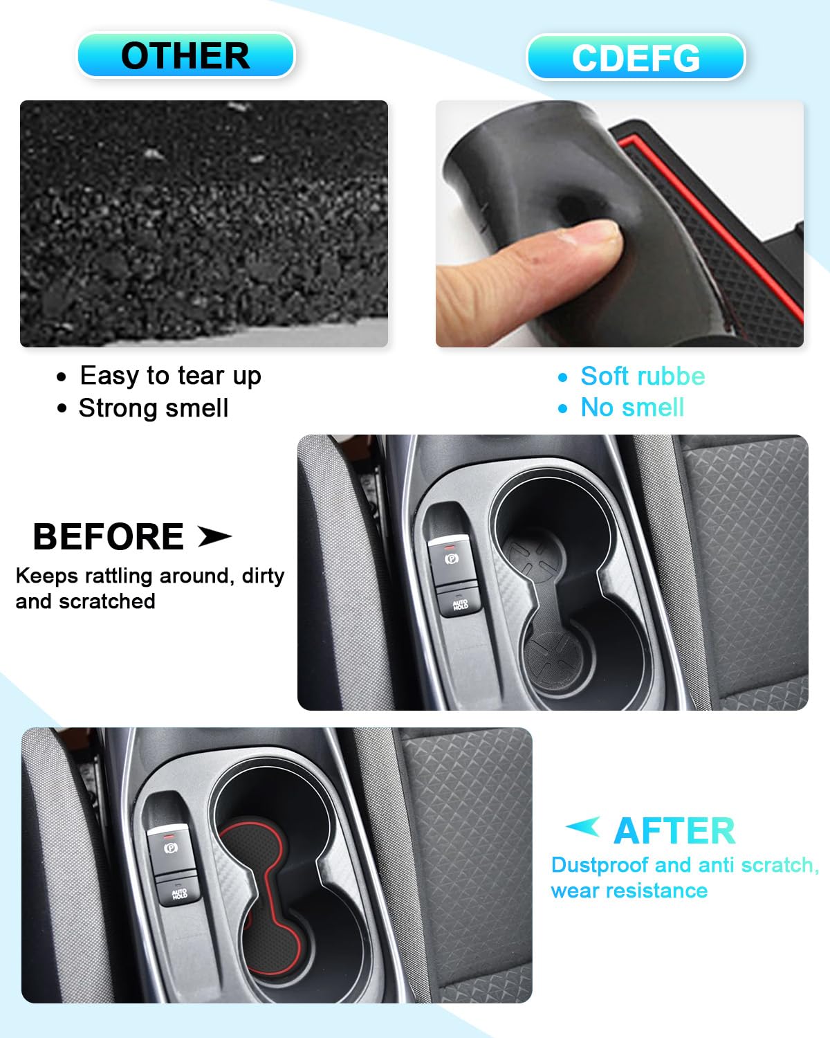 CDEFG Compatibile con Nissan Juke F16/Hybrid 2020-2024 2025, tappetini in gomma antiscivolo antiscivolo per auto, tappetino Juke F16 accessori (rosso)