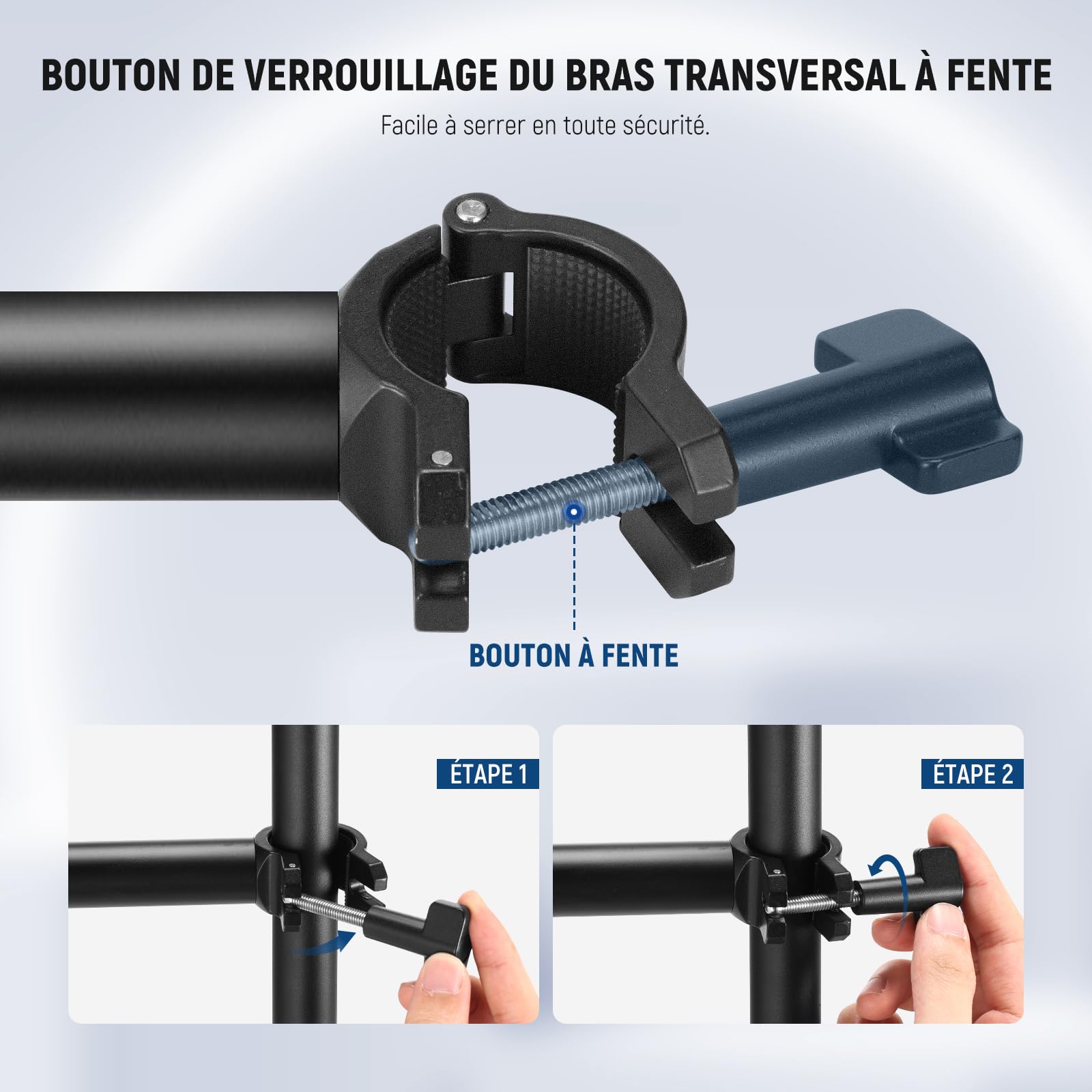 NEEWER Bras de Support de Caméra Aérien 56 cm 180° 360° Flexible 2 Sections pour Bureau Tube 2,2-2,8 cm Charge 2,5 kg