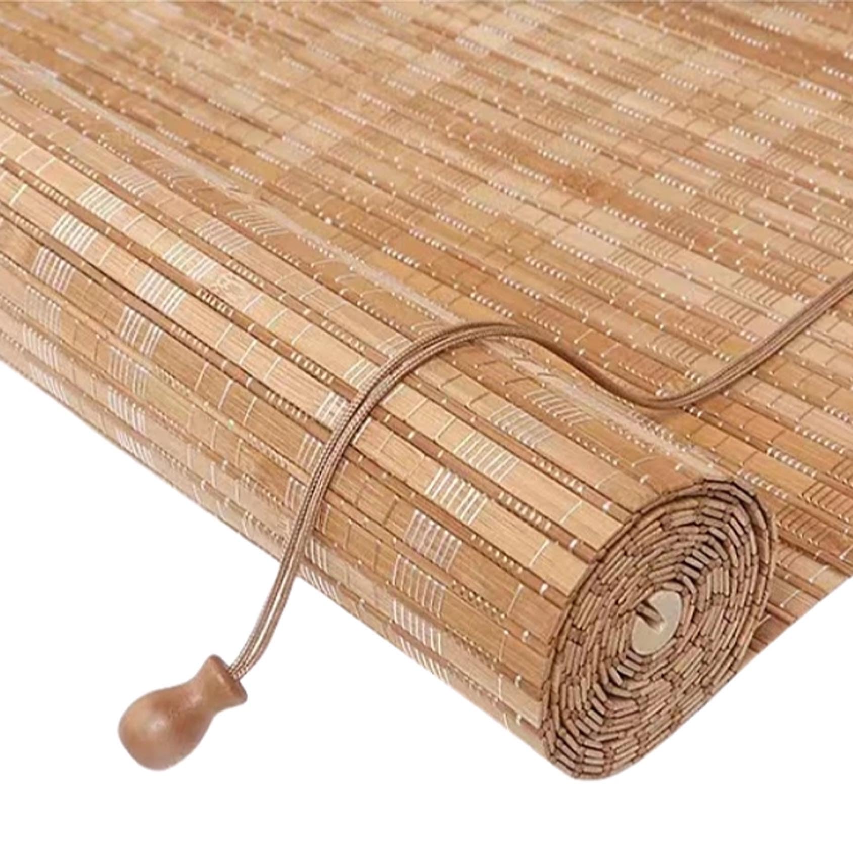 Retro Bambus Rollo Holzvorhang,Lichtdurchlässig Bambusrollos für Fenster Holzrollo Jalousie Lichtfilternde Rollo Bambus,für Büro und Wohnung