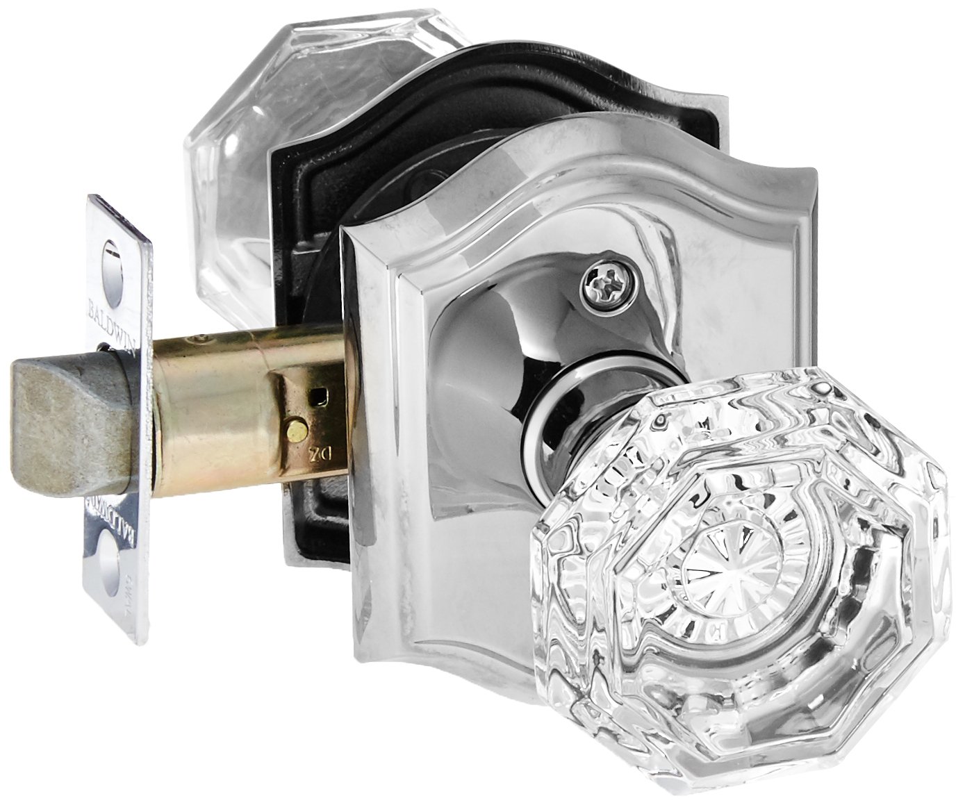 Bouton de porte cristal Baldwin PS.CRY.Tar avec rosace arche nickel poli pour porte passage