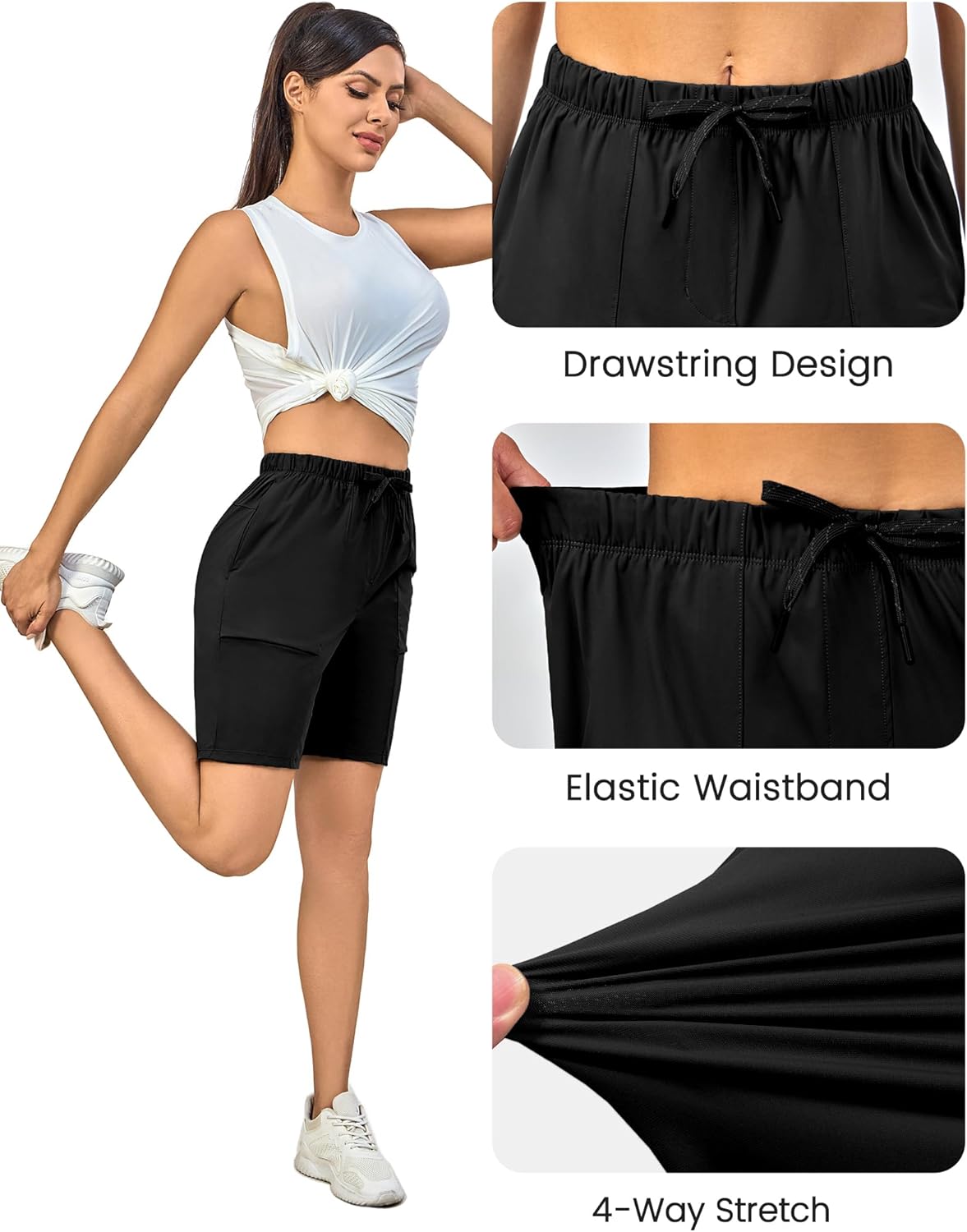 Little Donkey Andy Women's Quick Dry Cool Running Shorts Stretch Lightweight Jogger Athletic Hiking Capri Pant