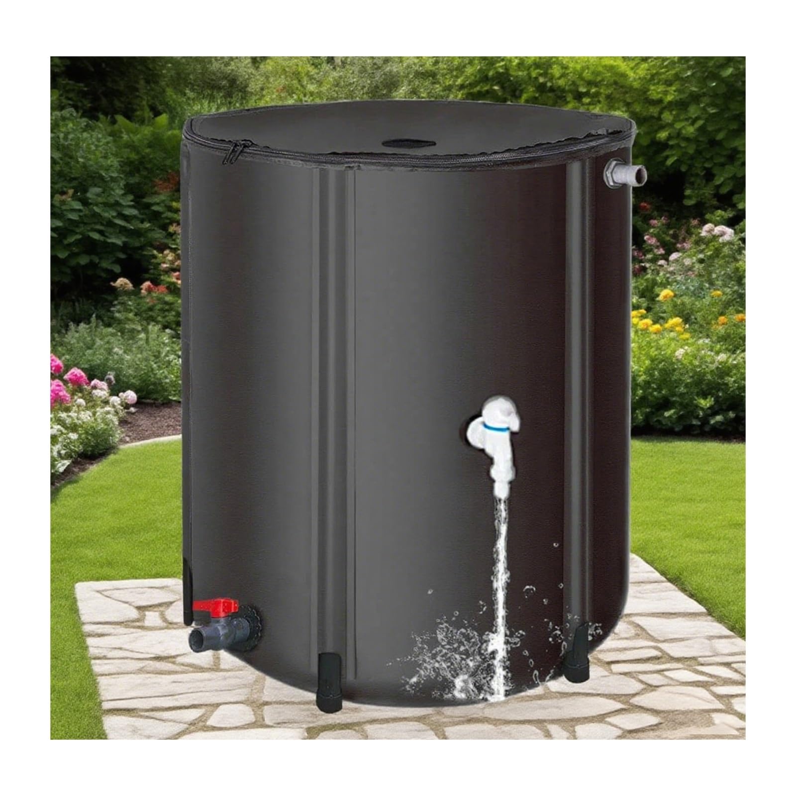 Nviusdsj Black Rainwater Barrels, Thickened Fabric, Mesh Filtration, Stable And Durable Structure, Suitable For Multiple Scenarios(,250L)