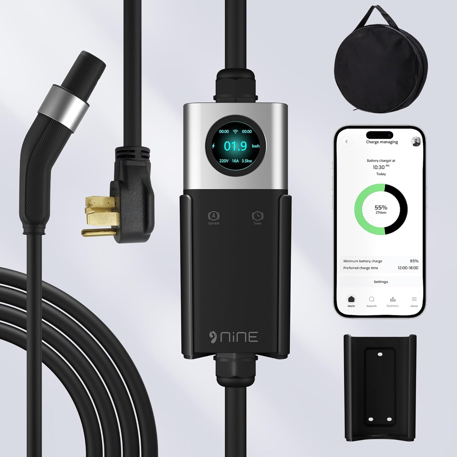 Level 2 EV Charger for Tesla,32Amp 240V 7.68kW NACS EV Chargers, NEMA 14-50 Plug, Adjustable Current,25ft Cord - Portable/Home NACS Connector Electric Car(EV) for Model X/Y/3/S