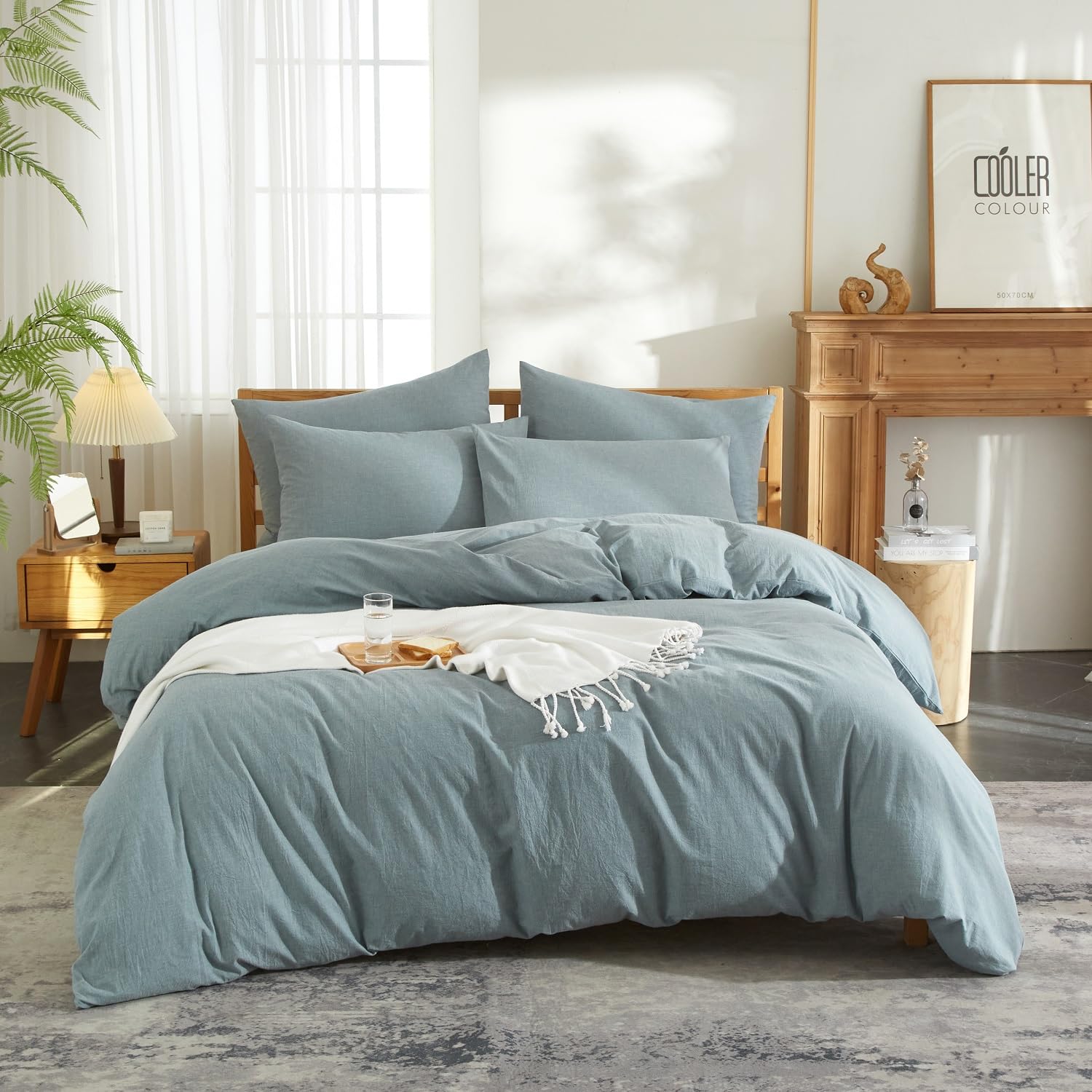 Univers Decor Set Copripiumino 6 Pezzi 240x220 – 100% Cotone 57 Fili/cm², Reversibile, Per Letto Matrimoniale 160x200, Biancheria Letto