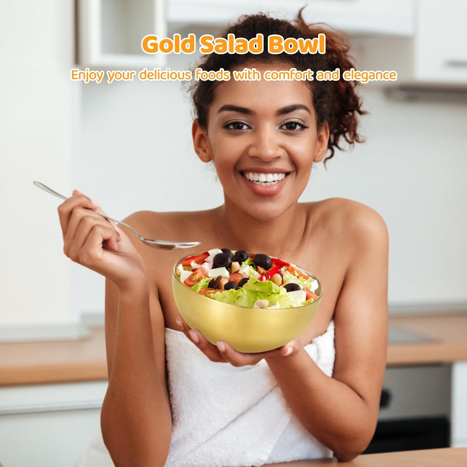 10-Piece Gold Mixing Bowls, 30 Oz Stainless Steel Bowls for Food, Salad, Rice, Soup, Cereal