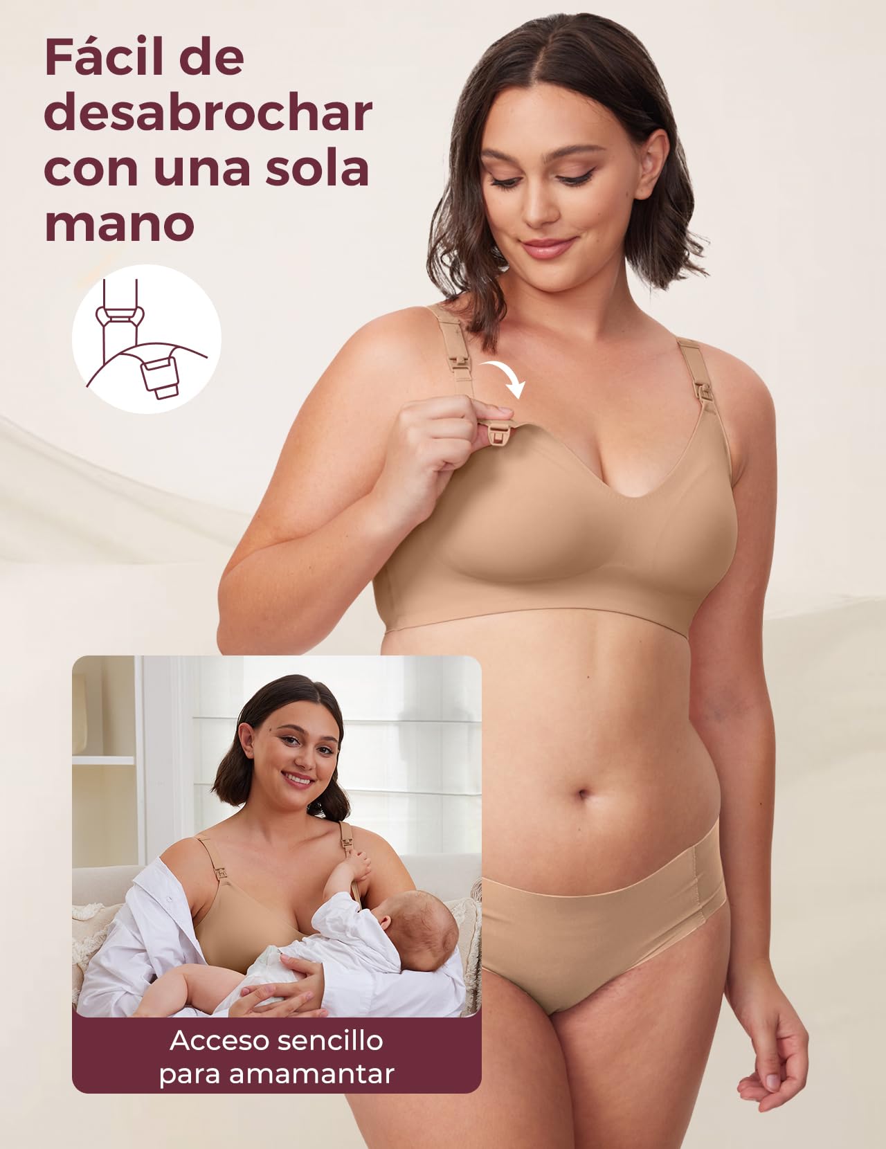 momcozy Sujetador Lactancia sin Costuras, Sujetador sin Aros y Acolchado de Forma Natural, Cómodo y Suave para Embarazo, Lactancia, Dormir y Uso Cotidiano