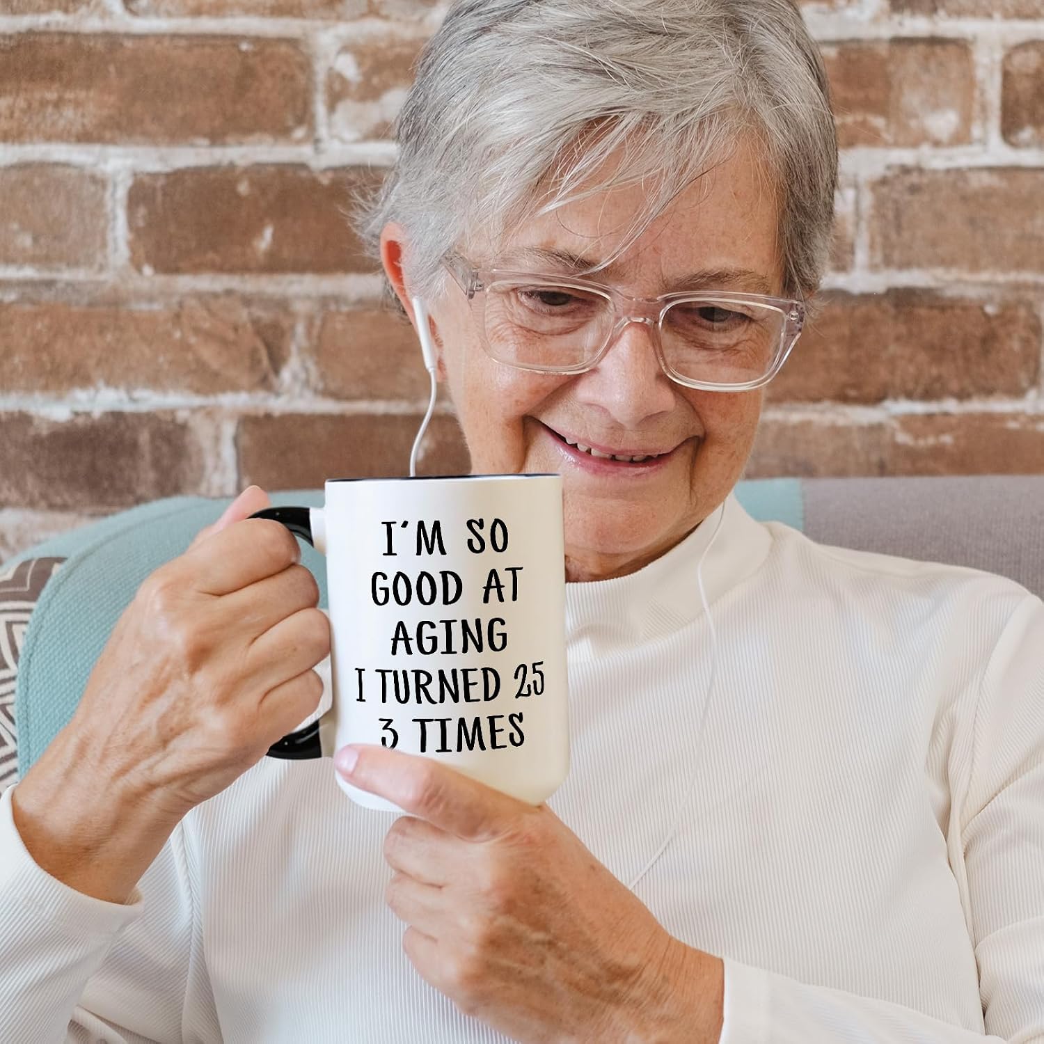 Aurahouse 75th Birthday Gifts for Women Men Mug, 75 Year Old Birthday Gifts for Women Men, Funny 75th Birthday Decoration Gift Ideas for Mom Dad Papa Aunt Grandma Grandpa, Turned 25 3 Times Cup, 15oz