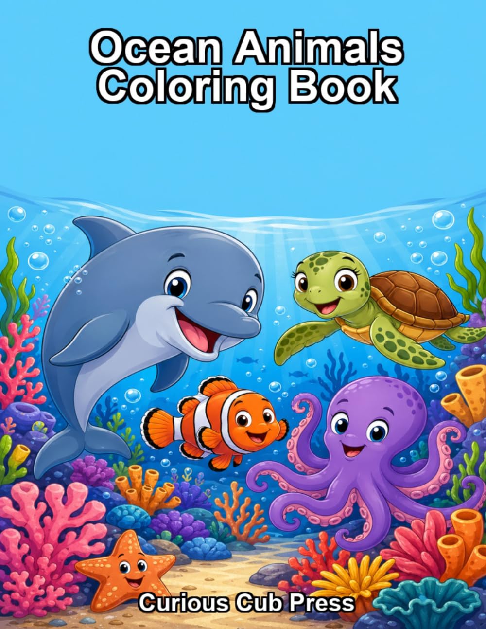 Ocean Animals Coloring Book: Explore and Color 20 Amazing Animals from the Sea (Curious Cub Press Coloring Books)