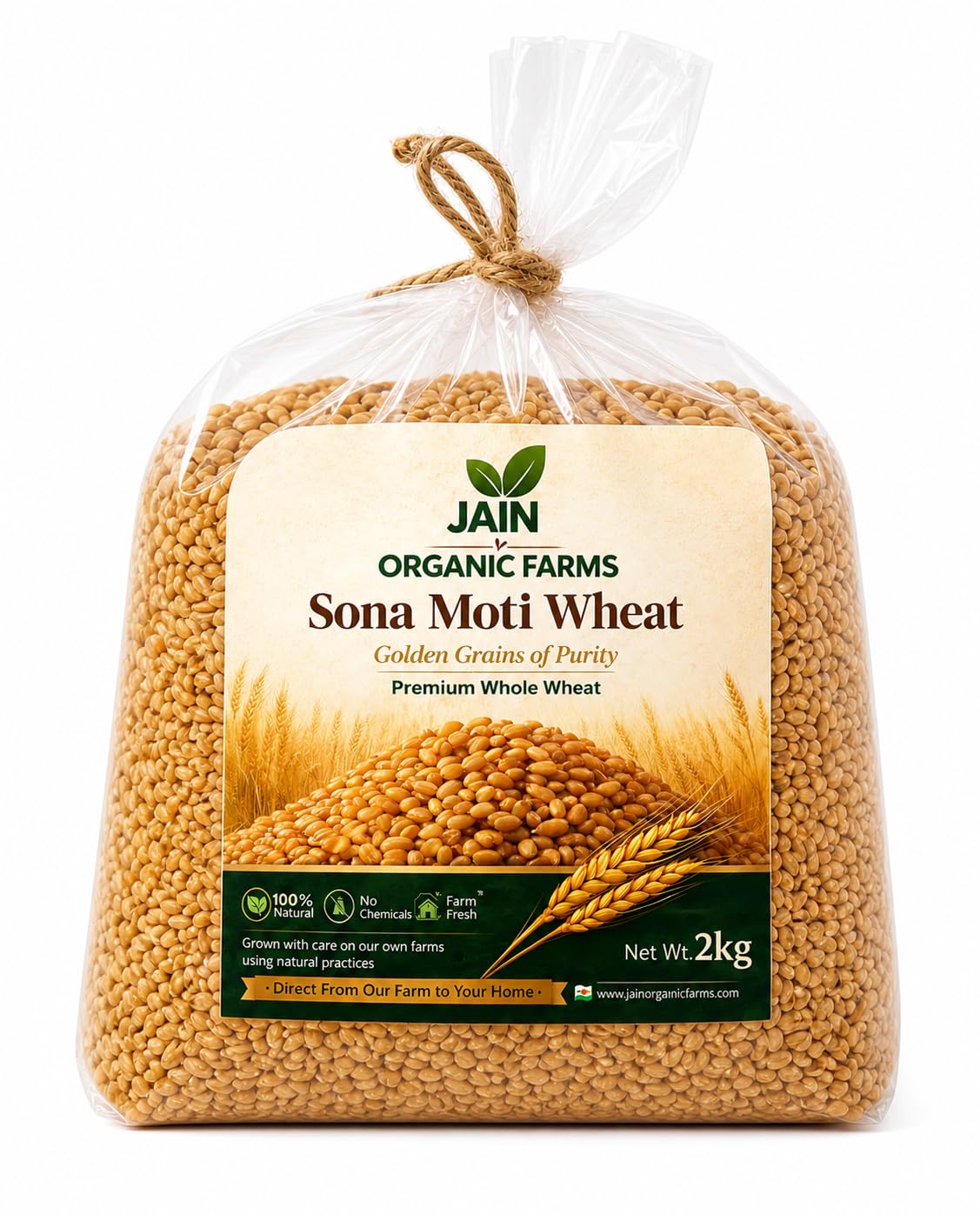 Jain Organic Farms Sona Moti wheat, Premium Whole Grains, high protein, sona moti gehu 2 kg-image-13