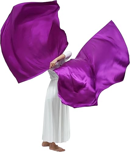 Miniatura 2 de Wuchieal Banderas rectangulares de adoración de 51 x 45 pulgadas, banderas de alabanza con varillas escalables, 1 par (morado)