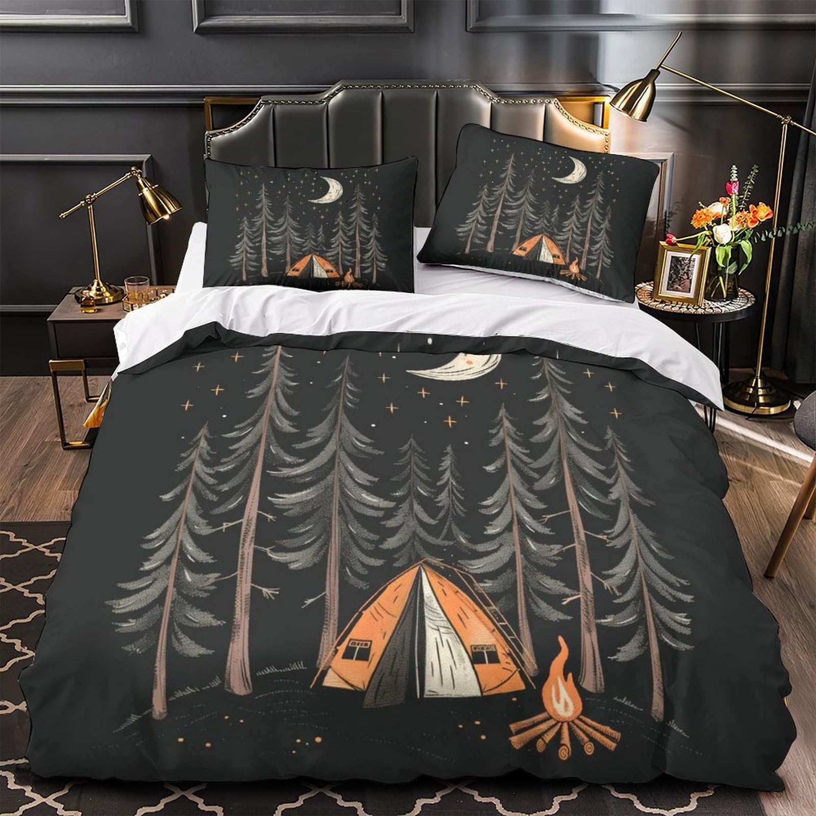Linge de lit camping imprimé 3D pour chambre d'enfant garçon et fille