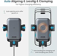 Vista 3 de APPS2Car Soporte de cargador inalámbrico para automóvil, ranura para CD, sujeción automática de 15 W, soporte de teléfono de CD de carga rápida