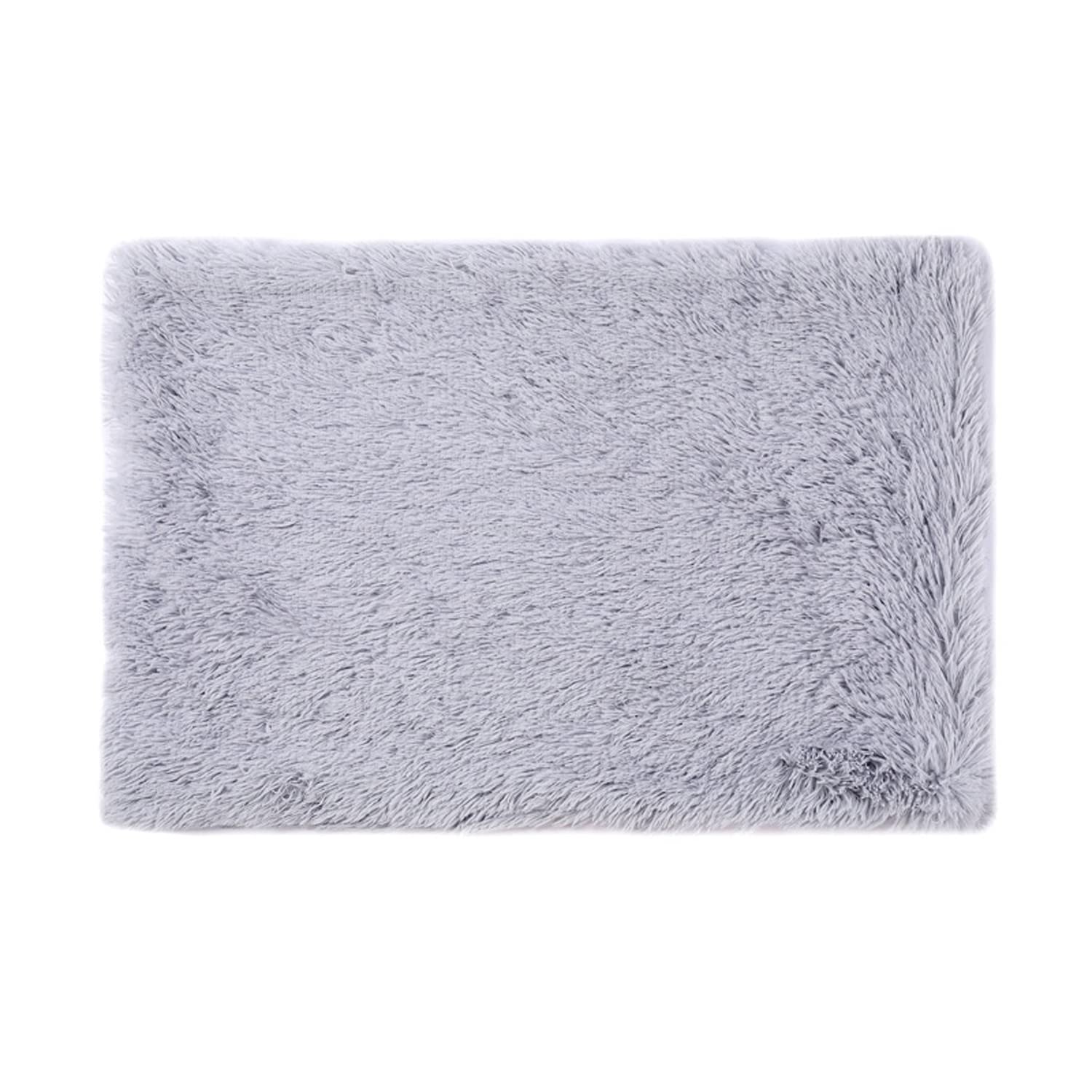 AORUI Fluffy Pet Blanket Faux Fur Soft Fleece Dog Blankets 55x40cm Washable Puppy Throw Blanket Self-Warming Quilt Sleeping Mat for Large Dogs Cats Pets,Light Gray