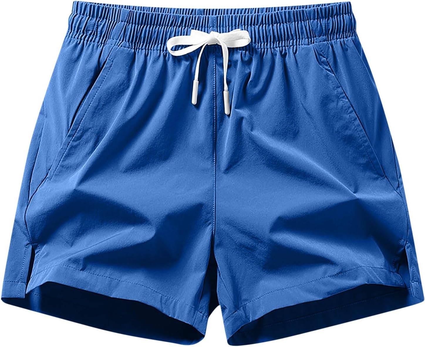 Men's Casual Elastic Waist Shorts, Comfort Solid Summer Short, Lightweight Breathable Loose Fit Pants for Beach