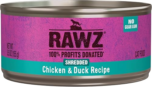 Rawz Natural Premium - Alimento húmedo enlatado triturado para gatos, hecho con ingredientes de carne reales, sin BPA ni encías, latas de 5.5 onzas,