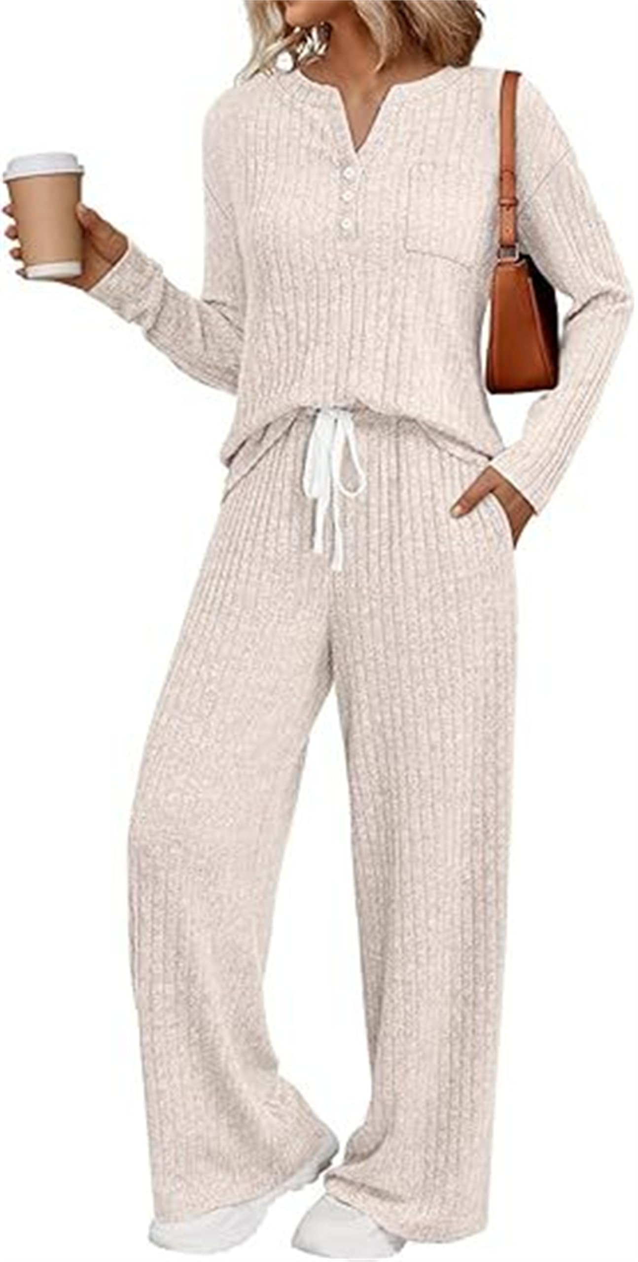Generisch Damen Winter 2025 zweiteilige Loungewear-Sets, Trainingsanzug, passende Pyjamas, ideal für Reisen, Urlaub und den Herbst.