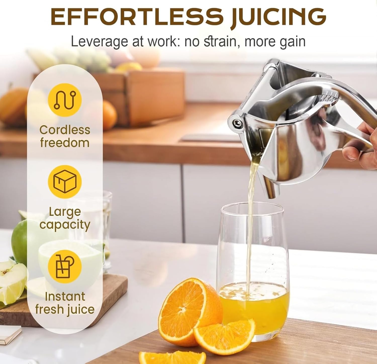 2026 New Heavy-Duty Aluminum Alloy Citrus Juicer - Handheld Fruit Squeezer with Ergonomic Grip for Effortless Juice Extraction - Easy Clean Manual Press for Lemons, Oranges, Limes (Silver)