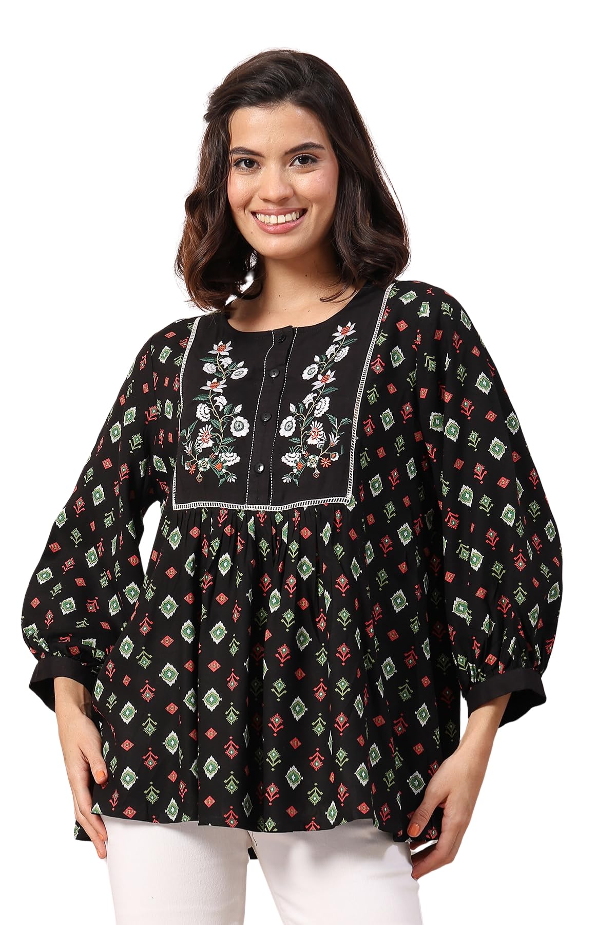 Maternity Zipless Feeding Top for Women | 100% Rayon Pre & Post Pregnancy Geometric Printed Top for Pregnant Woman | Nursing Top for Easy Breastfeeding for Mothers-image-29