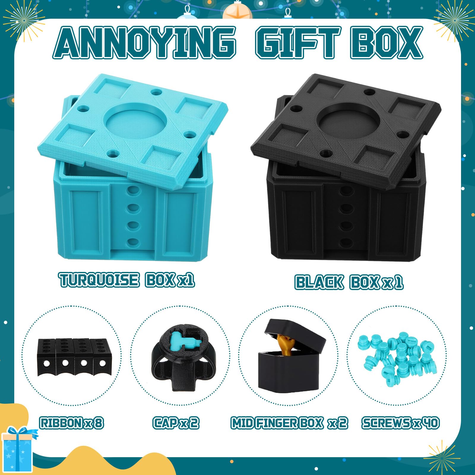 Novabright 2 Pack Annoying Present Box with Finger Annoying Gift Box with Screws Gifts Prank Boxes Novelty Hilarious Money Card Container for Party Birthday Wrapping