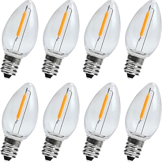 KGC LED Salt Lamp Bulb - 0.6 Watt LED Bulbs for Night Light - C7 Replacement Bulbs for Window Candles & Chandeliers - C7 Led Light Bulb for Holiday Decorations, Warm White 2200K, 8 Pack