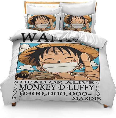 Miniatura 2 de Juego de ropa de cama de 3 piezas para niños, juego de edredón de anime tamaño individual y Queen de 90 x 90 pulgadas, divertido y lindo juego de