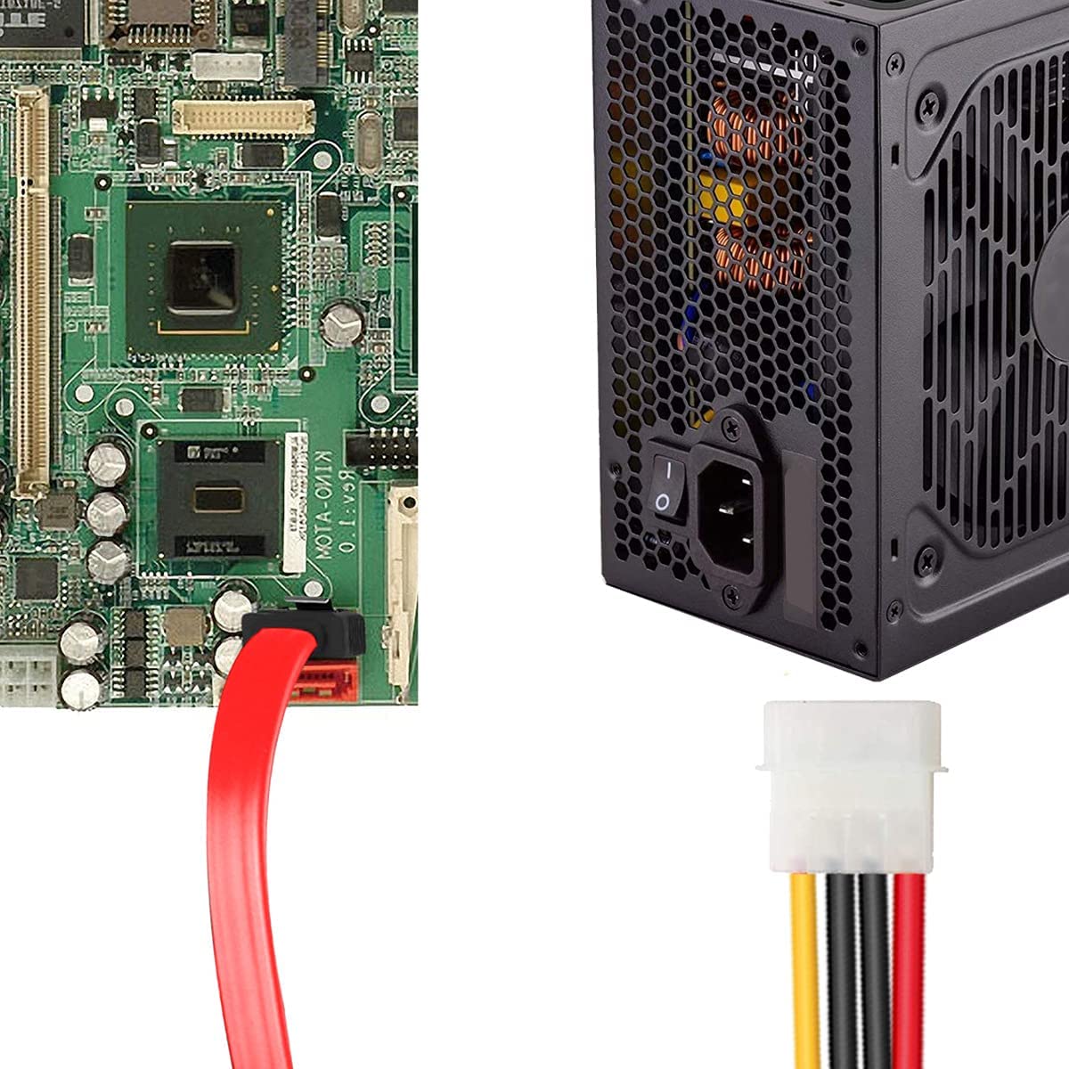 RuhZa SATA 22 Pin Serial ATA Data and Power Combo Cable, 4 Pin IDE